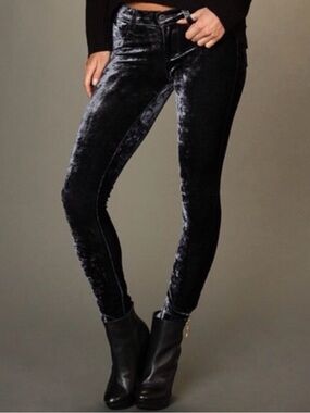 AG Adriano Goldschmied Velvet Super Skinny Leggings in Dark Grey Size 29